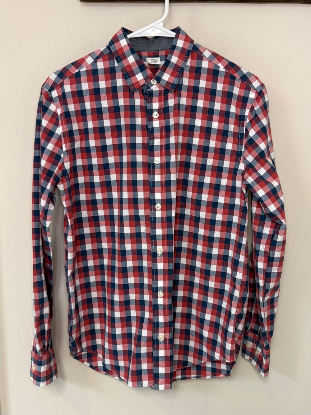 Crewcuts by J.Crew: Boys Red, White, Blue Plaid Long Sleeve Button Down, Size 14